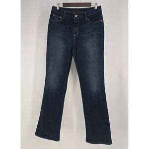 Eddie Bauer Womens‎ Dark Wash Embroidered Bootcut Denim Jeans Blue Mid Rise